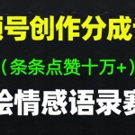 视频号手绘情感语录赛道玩法，涨粉快，收益100+